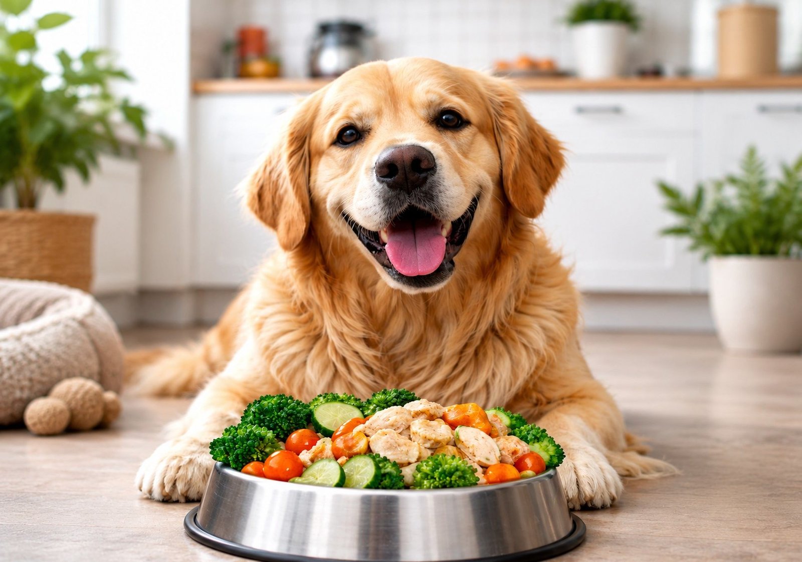 Perrito con comida natural